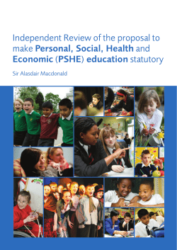 Independent Review of the proposal to make Personal, Social