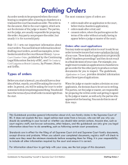 Drafting Orders - Supreme Court BC