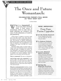 The Once and Future Womantasch: Celebrating Purim`s Full Moon as