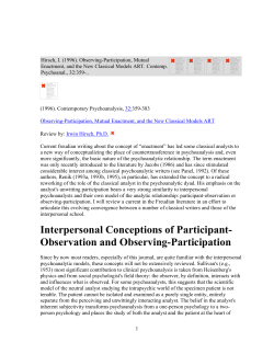 Hirsch, I., Observing-Participation, Mutual Enactment, and the New