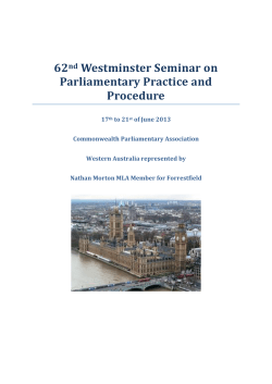62nd Westminster Seminar on Parliamentary Practice and Procedure