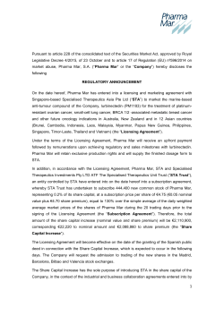 Pursuant to article 228 of the consolidated text of the Securities