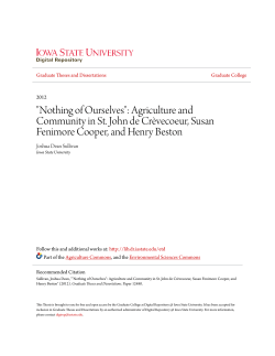 Agriculture and Community in St. John de Cr&egrave;vecoeur, Susan