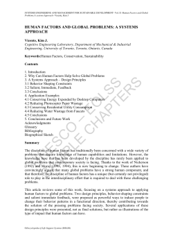 Human Factors And Global Problems:Asystems Approach
