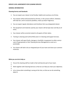 SERVICE LEVEL AGREEMENTS FOR CLEANING