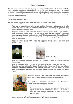 Tips for Fundraisers We encourage our supporters in