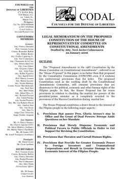 LEGAL MEMORANDUM ON THE PROPOSED CONSTITUTION OF