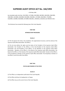 SUPREME AUDIT OFFICE ACT No. 166/1993
