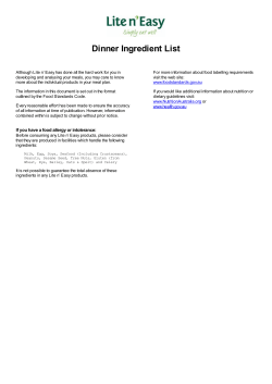 Dinner Meals - Lite n` Easy