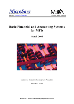 Basic Financial and Accounting Systems for MFIs