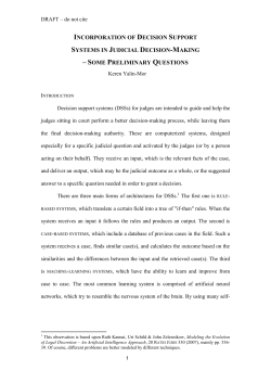 INCORPORATION OF DECISION SUPPORT SYSTEMS IN