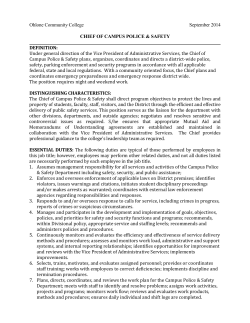 Official Job Description: Chief of Campus Police and Safety