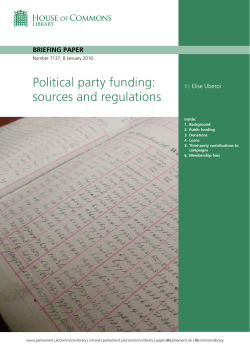 Briefing paper - Political party funding: sources and regulations
