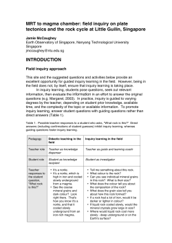 MRT to magma chamber: field inquiry on plate tectonics and the rock