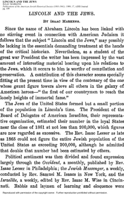 LINCOLN AND THE JEWS.
