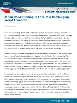 Focus Newsletter: Japan Repositioning in Face of a Challenging