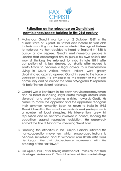 Reflection on the relevance on Gandhi and nonviolence/peace