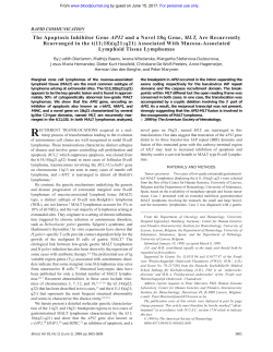 The Apoptosis Inhibitor Gene API2 and a Novel 18q Gene, MLT, Are