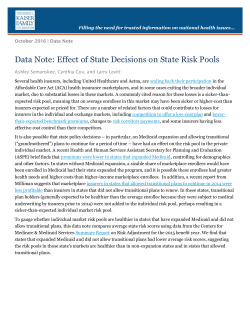 Effect of State Decisions on State Risk Pools