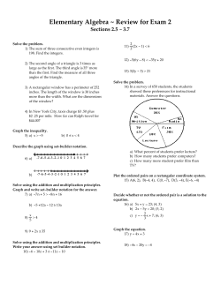 Elementary Algebra ~ Review for Exam 2