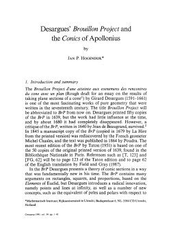 Desargues` Brouillon Project and the Conics of Apollonius