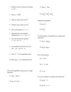 1. Find the inverse of the power function y = 4x . 2