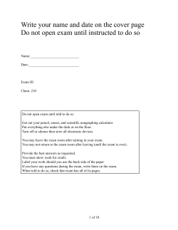 Exam III - Dr.Love`s Chem. Class