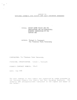 Soviet Water Policy and Its Implications for the Ecological Economic