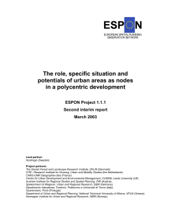 The role, specific situation and potentials of urban areas as