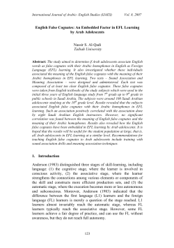 English False Cognates: An Embedded Factor in EFL Learning by