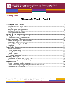 Microsoft Word &ndash; Part 1 - New Mexico State University