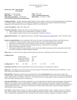 Math 2413 syllabus - Faculty Website Listing