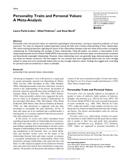 Personality Traits and Personal Values: A Meta