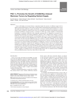PGC-1a Promotes the Growth of ErbB2/Neu