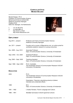 CURRICULUM VITAE MONIEK BUIJZEN Moniek Buijzen, Ph.D