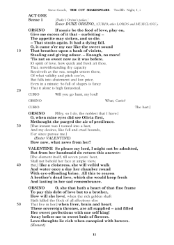 ACT ONE Scene 1 [Duke`s Orsino`s palace.] Enter DUKE ORSINO