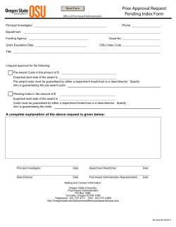 OPAS - Pre-Award/Pending Index