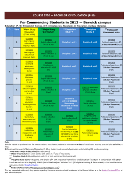 COURSE 3750 &mdash; BACHELOR OF EDUCATION (P