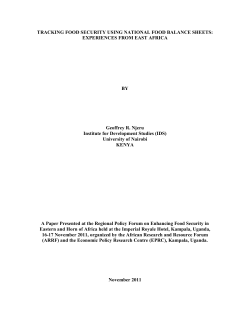 TRACKING FOOD SECURITY USING NATIONAL FOOD BALANCE