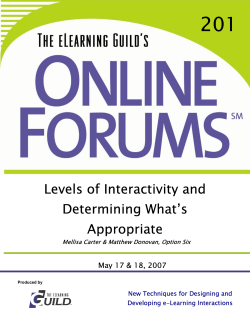 Levels of Interactivity and Determining What`s Appropriate