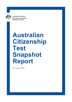 Australian Citizenship Test Snapshot Report 30 June 2015 (205KB