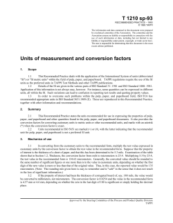 Units of measurement and conversion factors