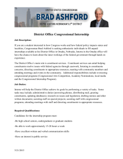 District Office Congressional Internship