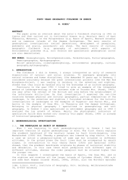 FORTY YEARS GEOGRAPHIC FIELDWORK IN GREECE H