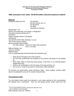 DNA extraction - water - Department of Environmental Sciences