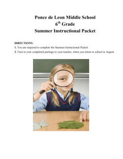 Ponce de Leon Middle School 6 Grade Summer Instructional Packet