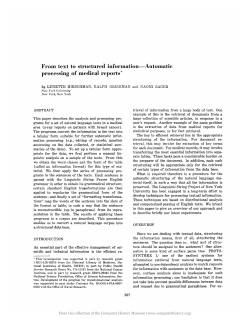From text to structured information-Automatic processing of medical