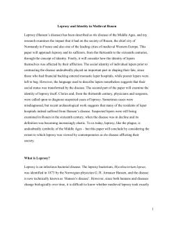 1 Leprosy and Identity in Medieval Rouen Leprosy (Hansen`s