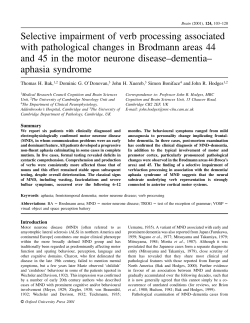 Selective impairment of verb processing associated with