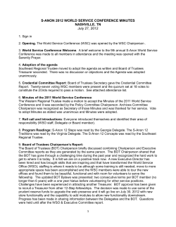 S-ANON 2012 WORLD SERVICE CONFERENCE MINUTES